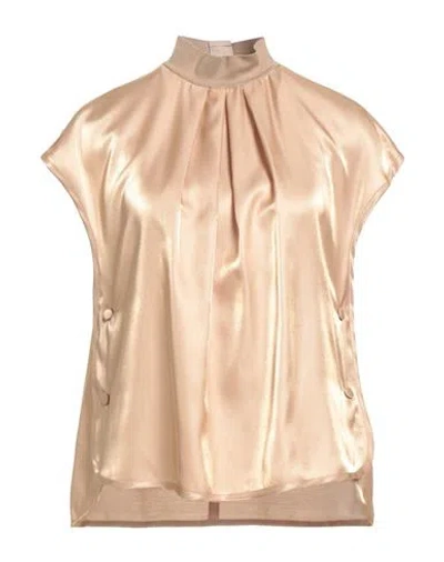 Agnona Woman Top Sand Size 4 Viscose, Polyamide, Wool, Silk, Cotton In Brown