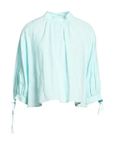 Agnona Woman Top Sky Blue Size 4 Linen