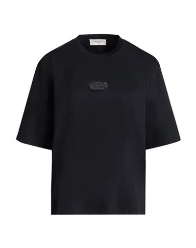 Agnona Woman T-shirt Black Size Xl Cotton, Elastane In Blue