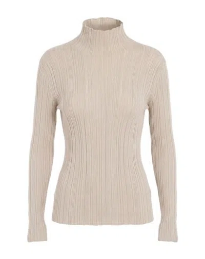 Agnona Woman Turtleneck Beige Size S Cashmere, Silk In Neutral