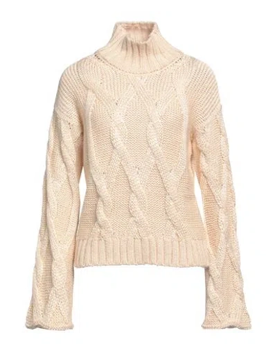 Agnona Woman Turtleneck Beige Size Xl Silk, Mohair Wool, Cashmere