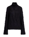 Agnona Woman Turtleneck Black Size M Silk, Mohair Wool, Cashmere In Black