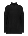Agnona Woman Turtleneck Black Size Xl Cashmere, Silk, Metal In Blue
