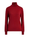 Agnona Woman Turtleneck Brick Size M Cashmere, Metal In Burgundy