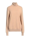 Agnona Woman Turtleneck Camel Size M Cashmere In Beige