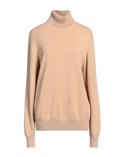 Agnona Woman Turtleneck Camel Size M Cashmere In Beige