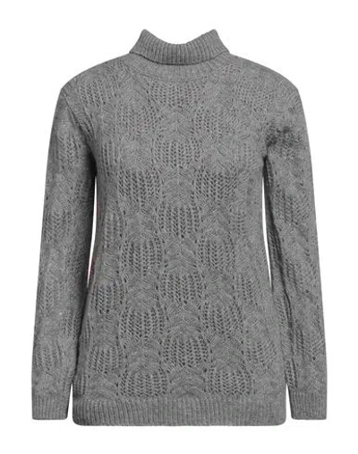 Agnona Woman Turtleneck Grey Size M Cashmere, Silk In Gray