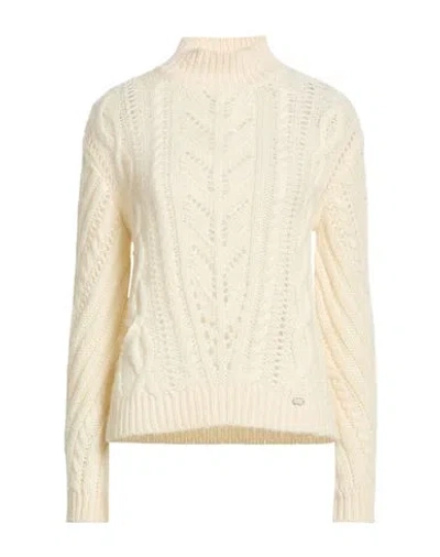 Agnona Woman Turtleneck Ivory Size S Cashmere, Wool, Metallic Fiber In Neutral