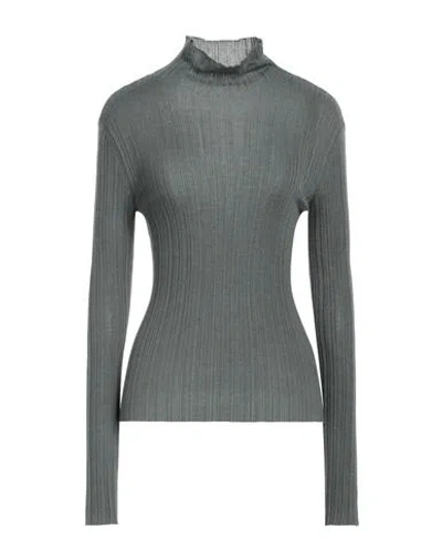 Agnona Woman Turtleneck Lead Size S Cashmere, Silk In Gray