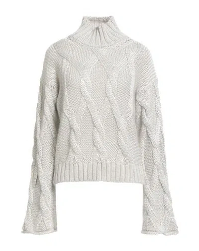 AGNONA AGNONA WOMAN TURTLENECK LIGHT GREY SIZE M SILK, MOHAIR WOOL, CASHMERE