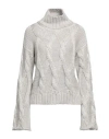 Agnona Woman Turtleneck Light Grey Size Xl Silk, Mohair Wool, Cashmere