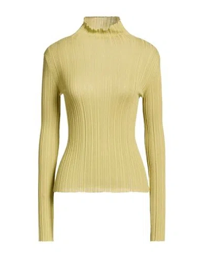 Agnona Woman Turtleneck Lime Green Size S Cashmere, Silk In Yellow