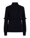 Agnona Woman Turtleneck Midnight Blue Size L Cashmere, Metal In Blue