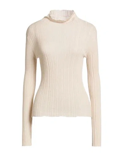 Agnona Woman Turtleneck Off White Size L Cashmere, Silk In Neutral