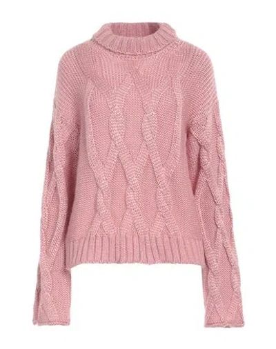Agnona Woman Turtleneck Pink Size M Silk, Mohair Wool, Cashmere