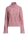 Agnona Woman Turtleneck Pink Size S Silk, Mohair Wool, Cashmere In Pink