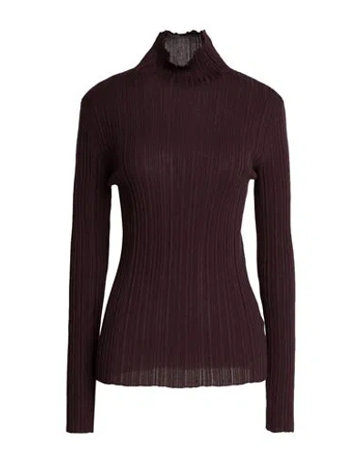 Agnona Woman Turtleneck Plum Size S Cashmere, Silk In Purple