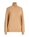 Agnona Woman Turtleneck Sand Size M Cashmere, Metal In Nude