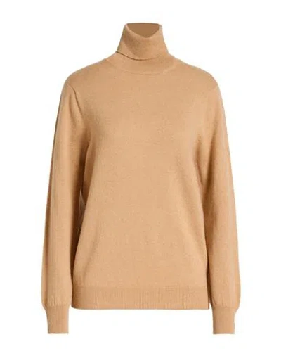 Agnona Woman Turtleneck Sand Size M Cashmere, Metal In Nude