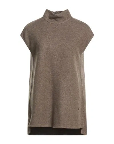 Agnona Woman Turtleneck Taupe Size 10 Cashmere, Wool In Brown
