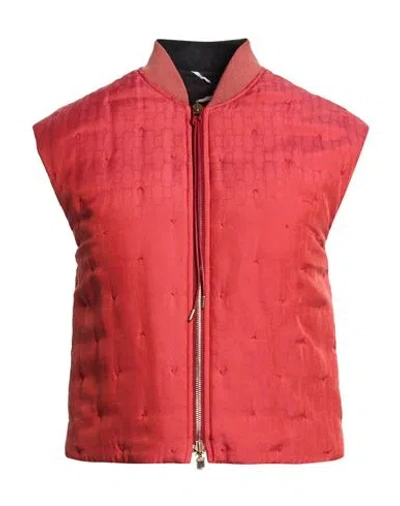 Agnona Woman Vest Coral Size 8 Viscose, Silk In Red