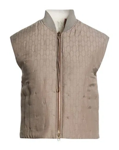Agnona Woman Vest Taupe Size 10 Viscose, Silk In Neutral