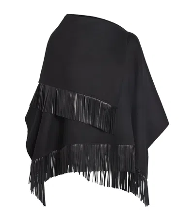 Agnona Wool-alpaca-cashmere Poncho In Black