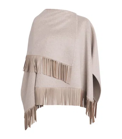 Agnona Wool-alpaca-cashmere Poncho In Gray