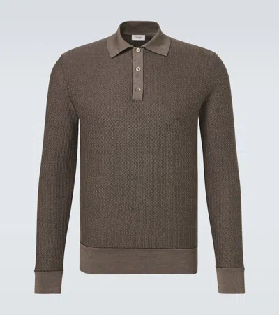Agnona Wool And Silk Polo Sweater In Brown