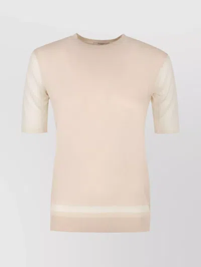 AGNONA WOOL-BLEND CREW NECK TOP WITH SHORT SLEEVES