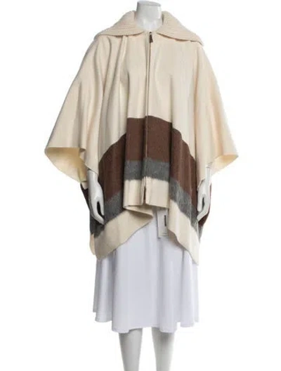 Pre-owned Agnona Wool Colorblock Pattern Poncho In Brown