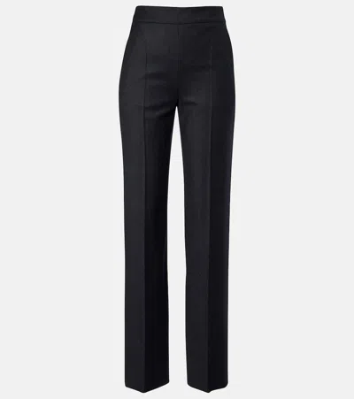 Agnona Wool Flannel Straight Pants In Grey