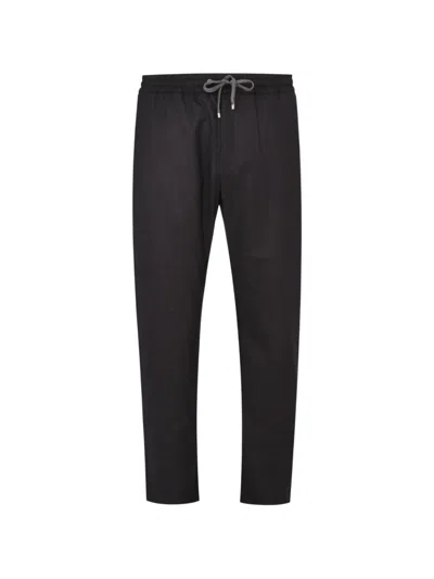Agnona Wool Flannel Straight Trousers In Black