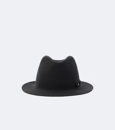Agnona Wool Panama Hat In Black