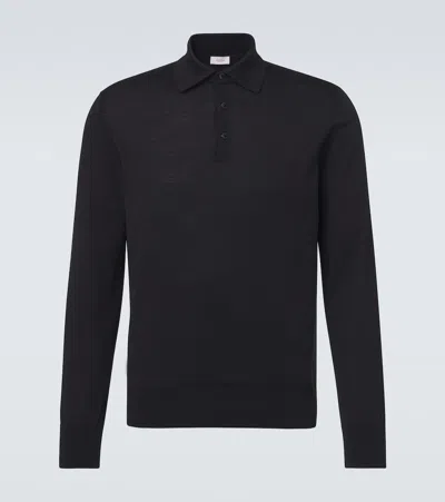 Agnona Wool Polo Sweater In Black