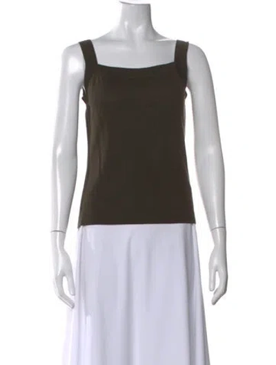 Pre-owned Agnona Wool Square Neckline Top In Green