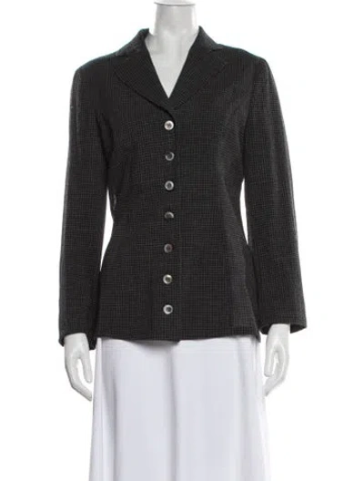 Pre-owned Agnona Wool Tweed Pattern Blazer In Black