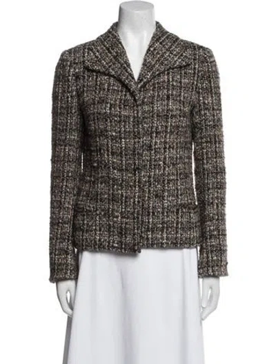 Pre-owned Agnona Wool Tweed Pattern Blazer In Brown