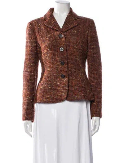 Pre-owned Agnona Wool Tweed Pattern Blazer In Orange
