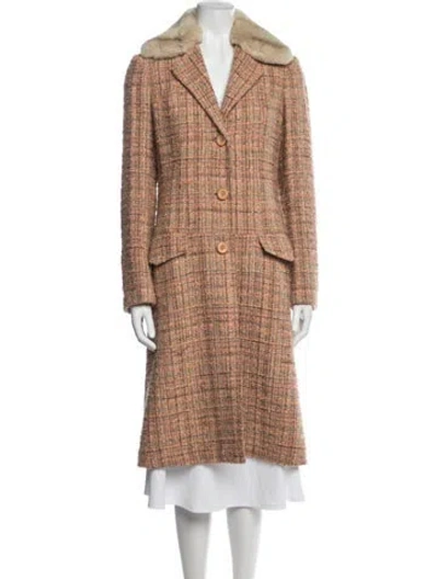 Pre-owned Agnona Wool Tweed Pattern Coat In Neutrals/pink