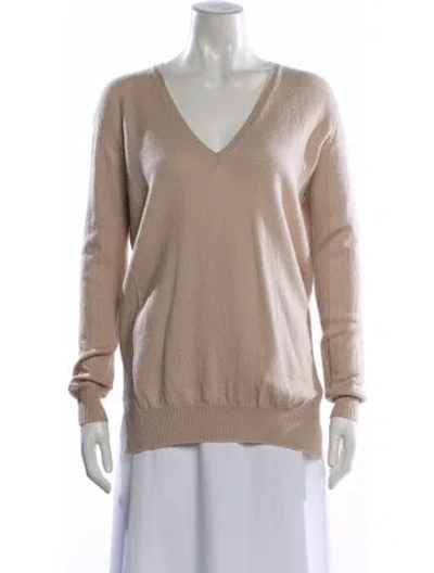 Pre-owned Agnona Wool V-neck Sweater In Neutral