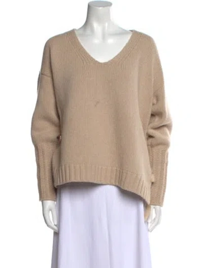 Pre-owned Agnona Wool V-neck Sweater In Neutral