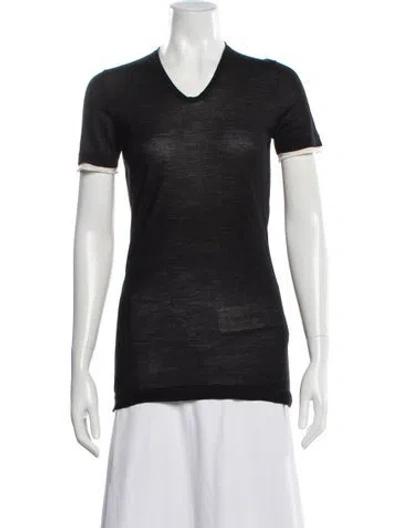 Pre-owned Agnona Wool V-neck T-shirt In Gray