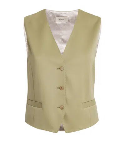 Agnona Wool Waistcoat In Brown