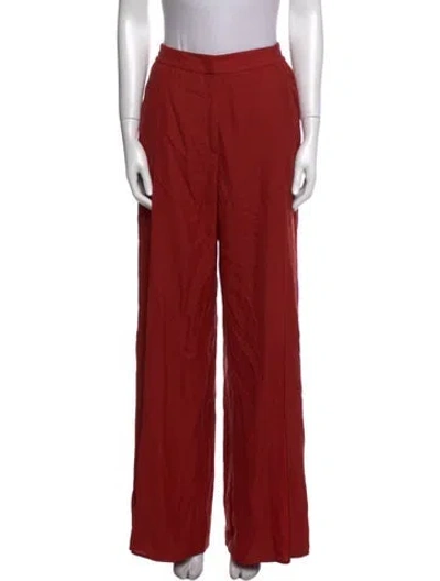 Pre-owned Agnona Wool Wide Leg Pants In Red