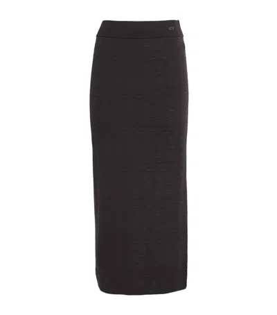 Agnona Wool-blend Midi Skirt In Black
