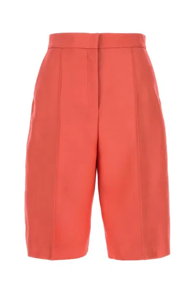 Agnona Wool-silk Bermuda Shorts In Red