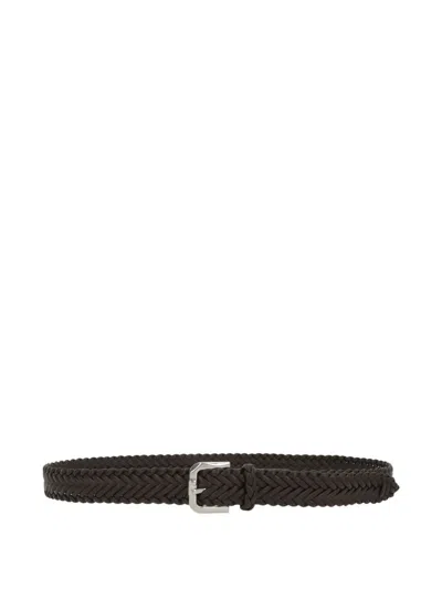 Agnona Woven Buckle Belt In Black