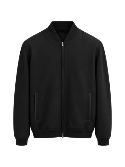 Agnona Zip-up Bomber Jacket In Black