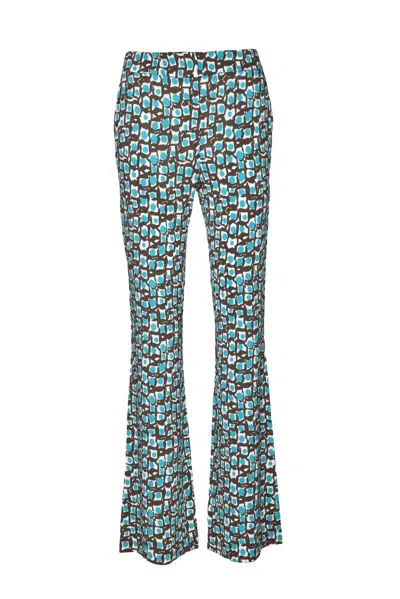 Ago E Filo Stretch Trousers - Khaki/turquoise In Multi